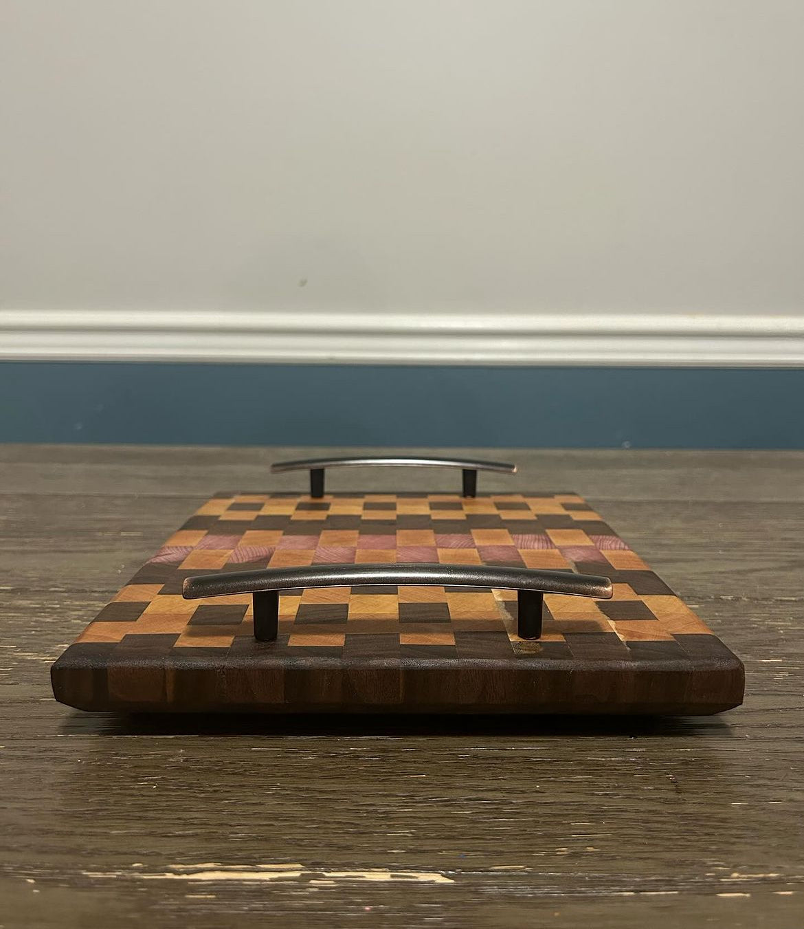 End grain serving tray