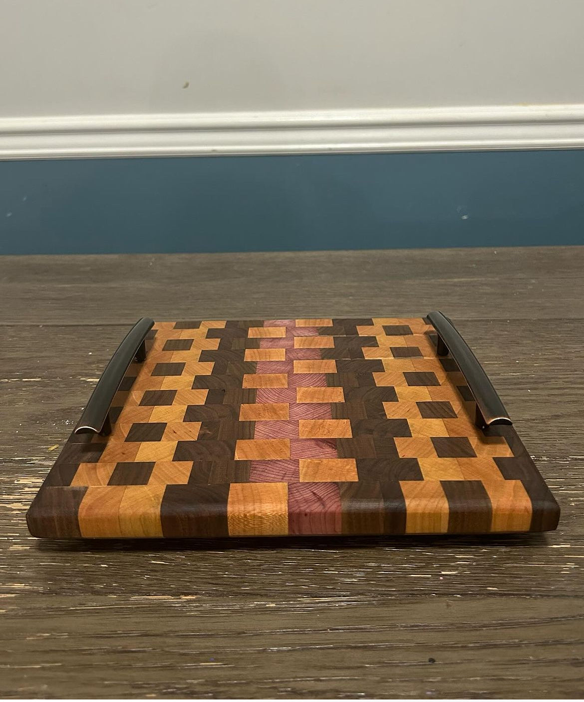 End grain serving tray