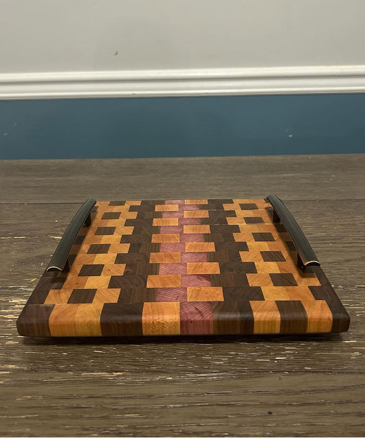 End grain serving tray