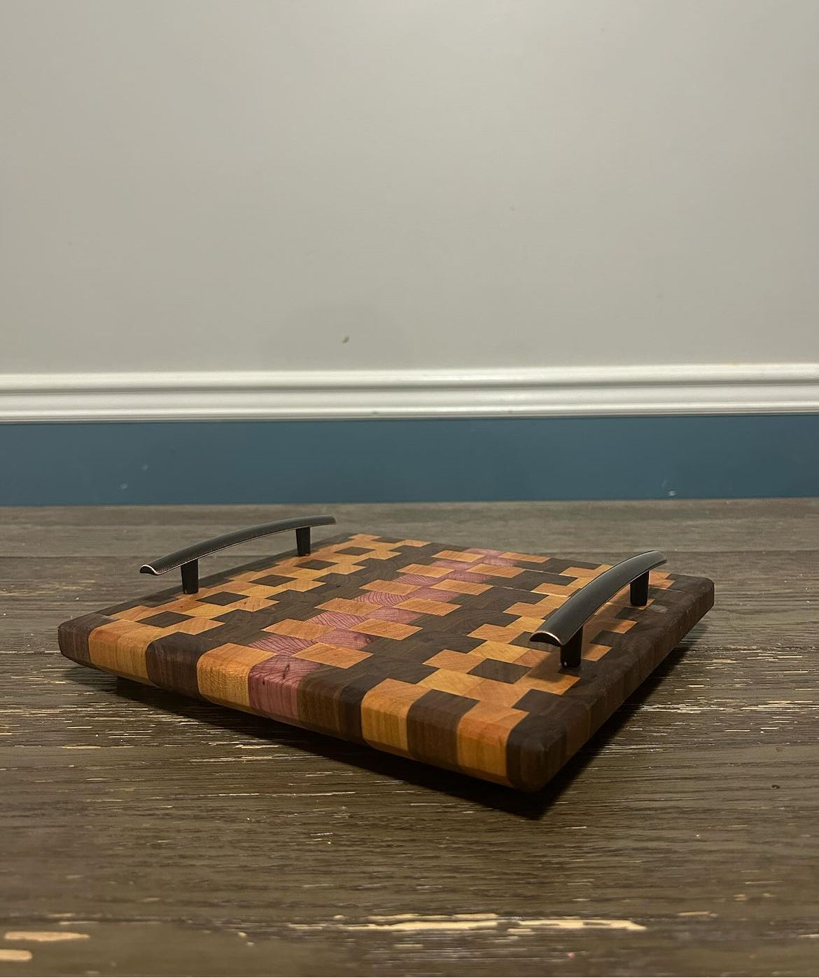 End grain serving tray