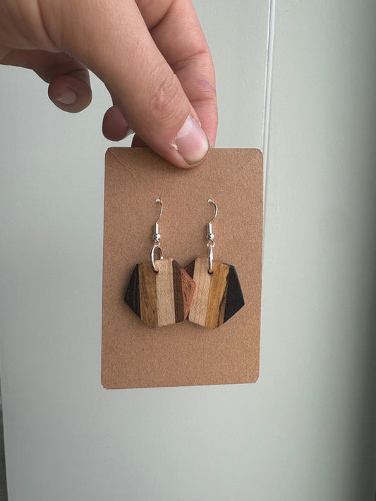 Striped hexagon earrings
