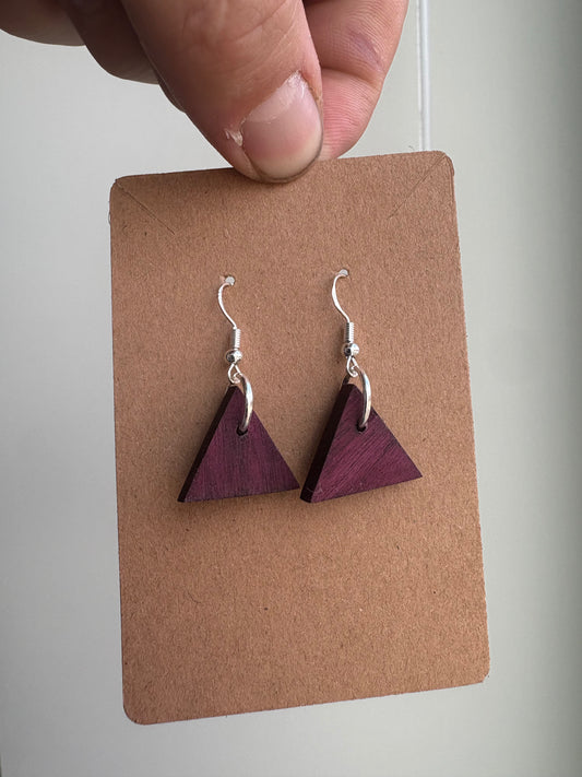 Purple Heart triangle earrings