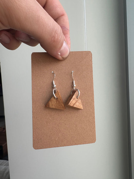 Maple burl triangle earrings